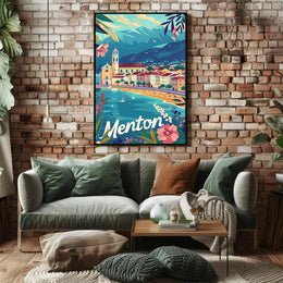 Picturesque Menton Seaside Travel Poster PosterGoat
