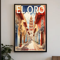 Picturesque Mexican Town Watercolor Travel Poster PosterGoat