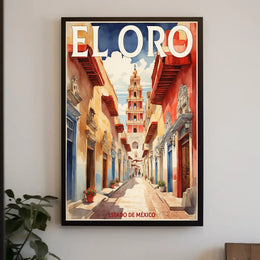 Picturesque Mexican Town Watercolor Travel Poster PosterGoat