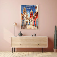 Picturesque Mexican Townscape: Watercolor Travel Poster PosterGoat