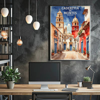 Picturesque Mexican Townscape: Watercolor Travel Poster PosterGoat