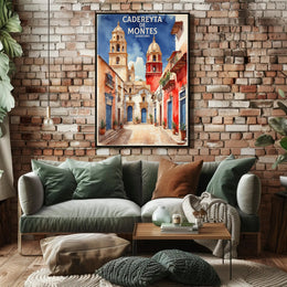 Picturesque Mexican Townscape: Watercolor Travel Poster PosterGoat