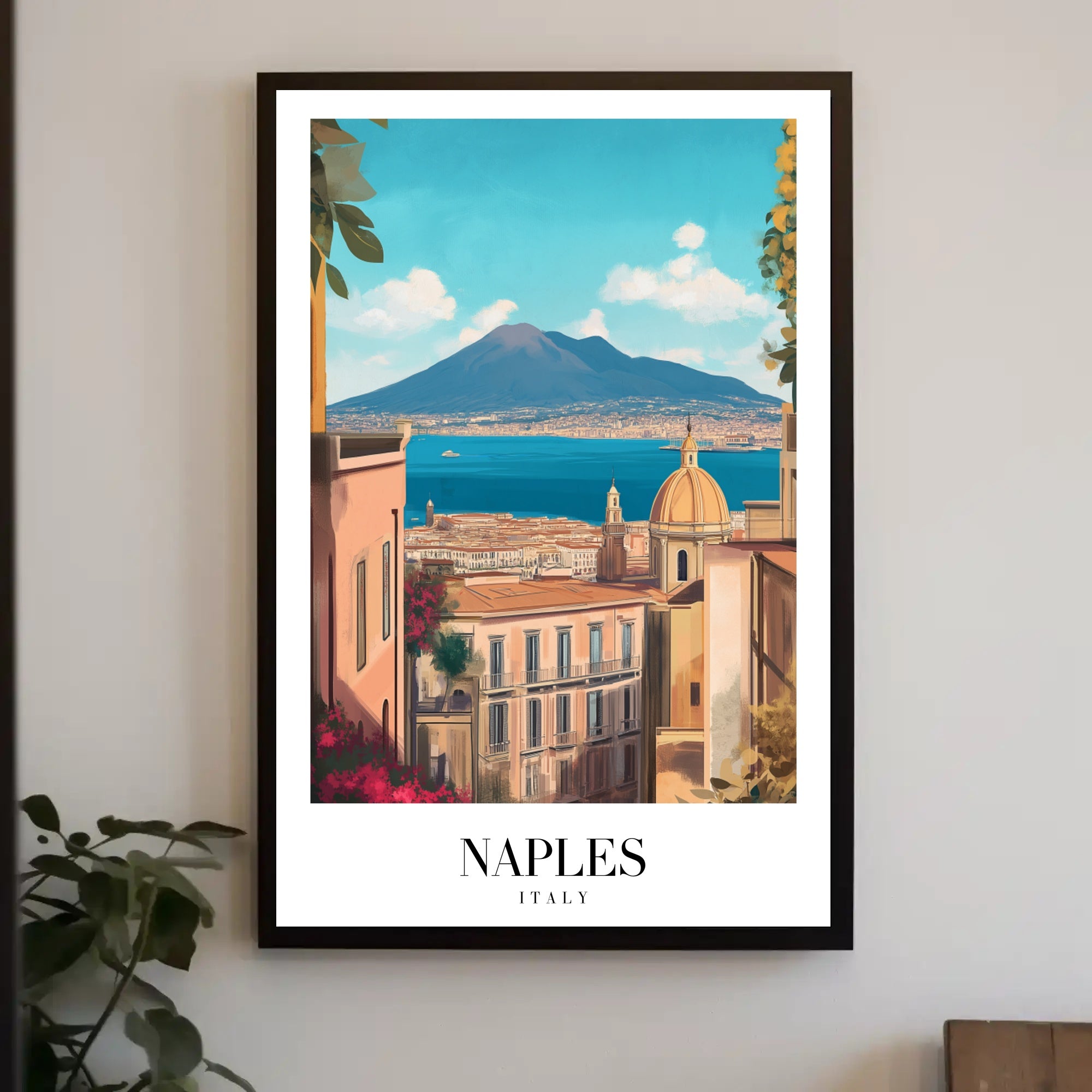 Picturesque Naples Travel Poster: Artful Italian Landscape PosterGoat