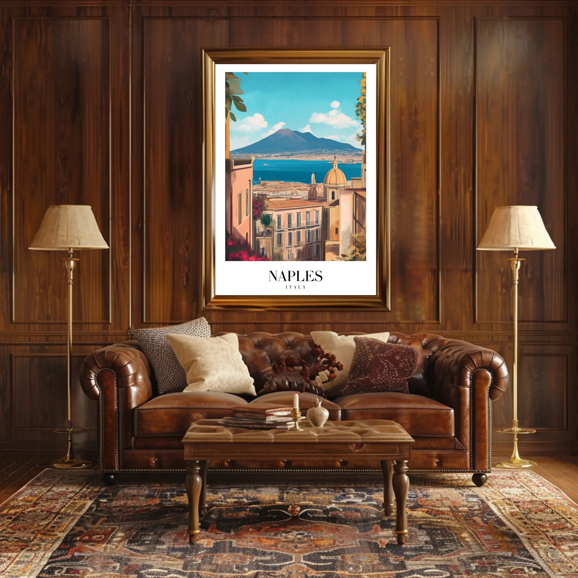 Picturesque Naples Travel Poster: Artful Italian Landscape PosterGoat