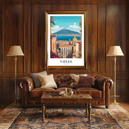 Picturesque Naples Travel Poster: Artful Italian Landscape PosterGoat