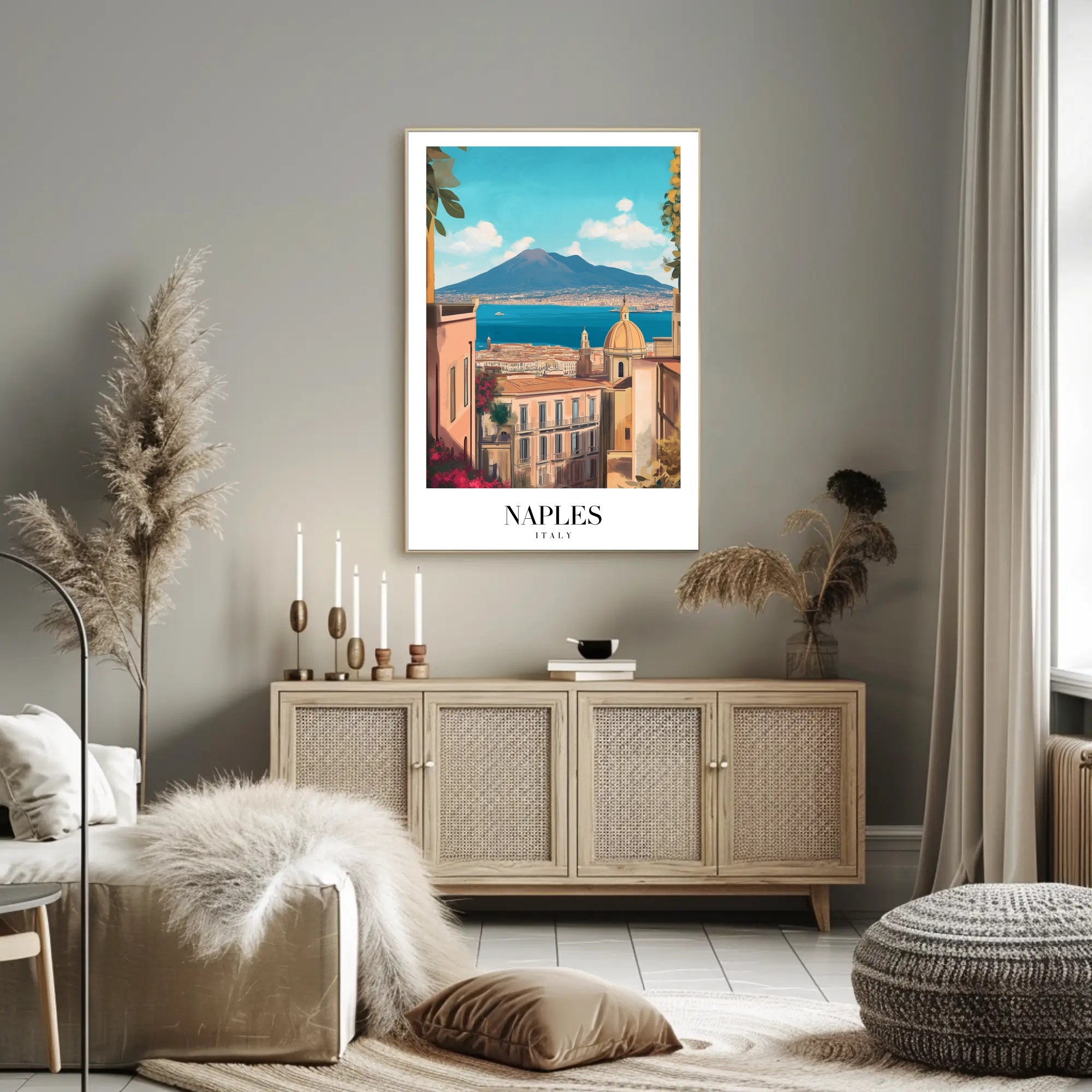 Picturesque Naples Travel Poster: Artful Italian Landscape PosterGoat