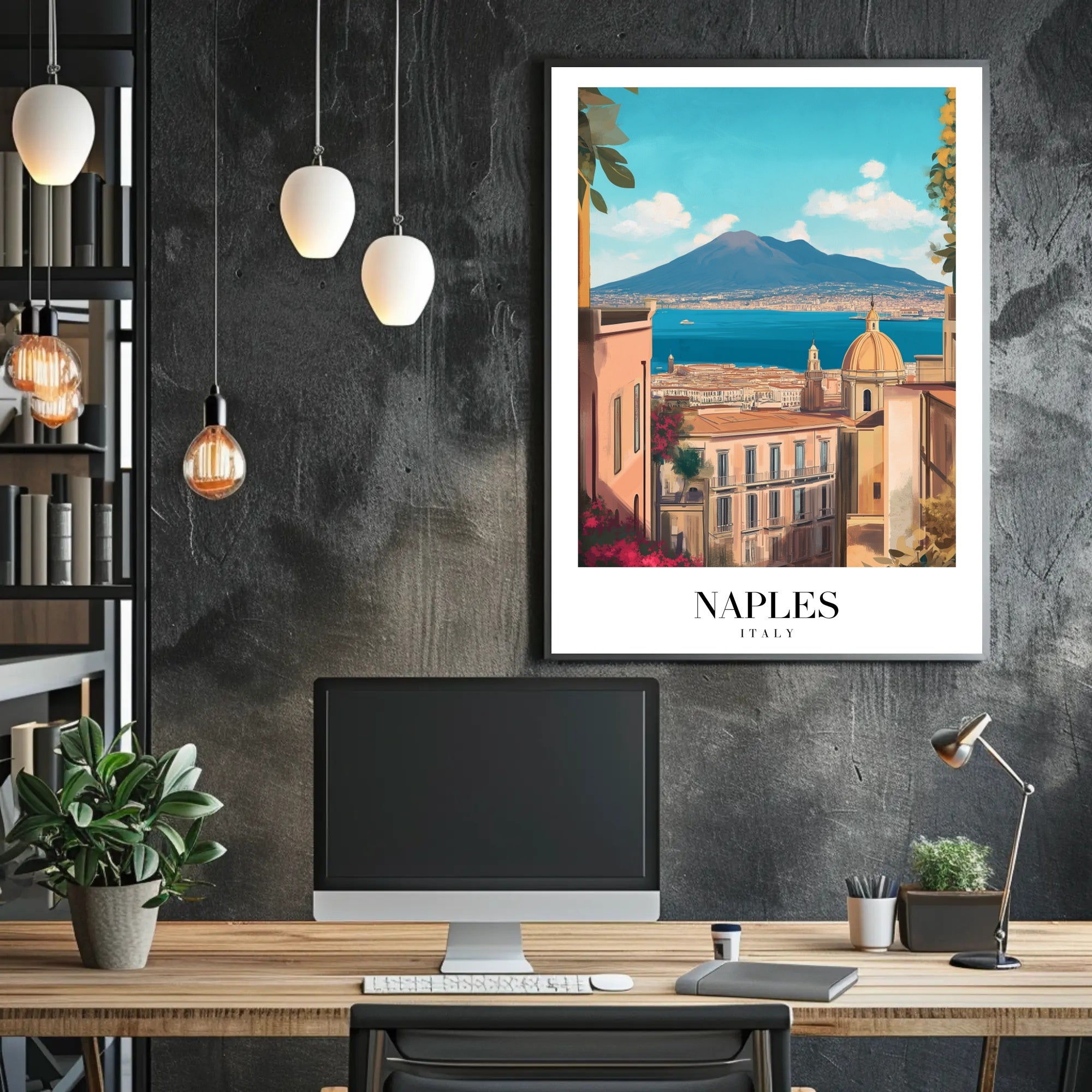 Picturesque Naples Travel Poster: Artful Italian Landscape PosterGoat