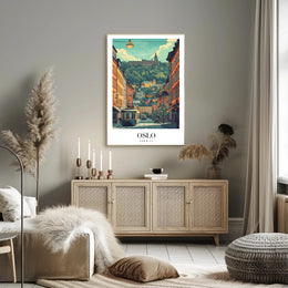 Picturesque Oslo Urban Scene Vintage Travel Poster PosterGoat