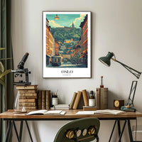 Picturesque Oslo Urban Scene Vintage Travel Poster PosterGoat
