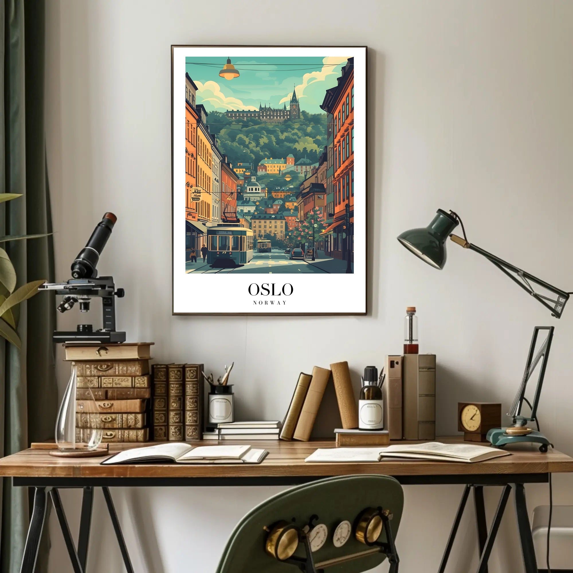 Picturesque Oslo Urban Scene Vintage Travel Poster PosterGoat