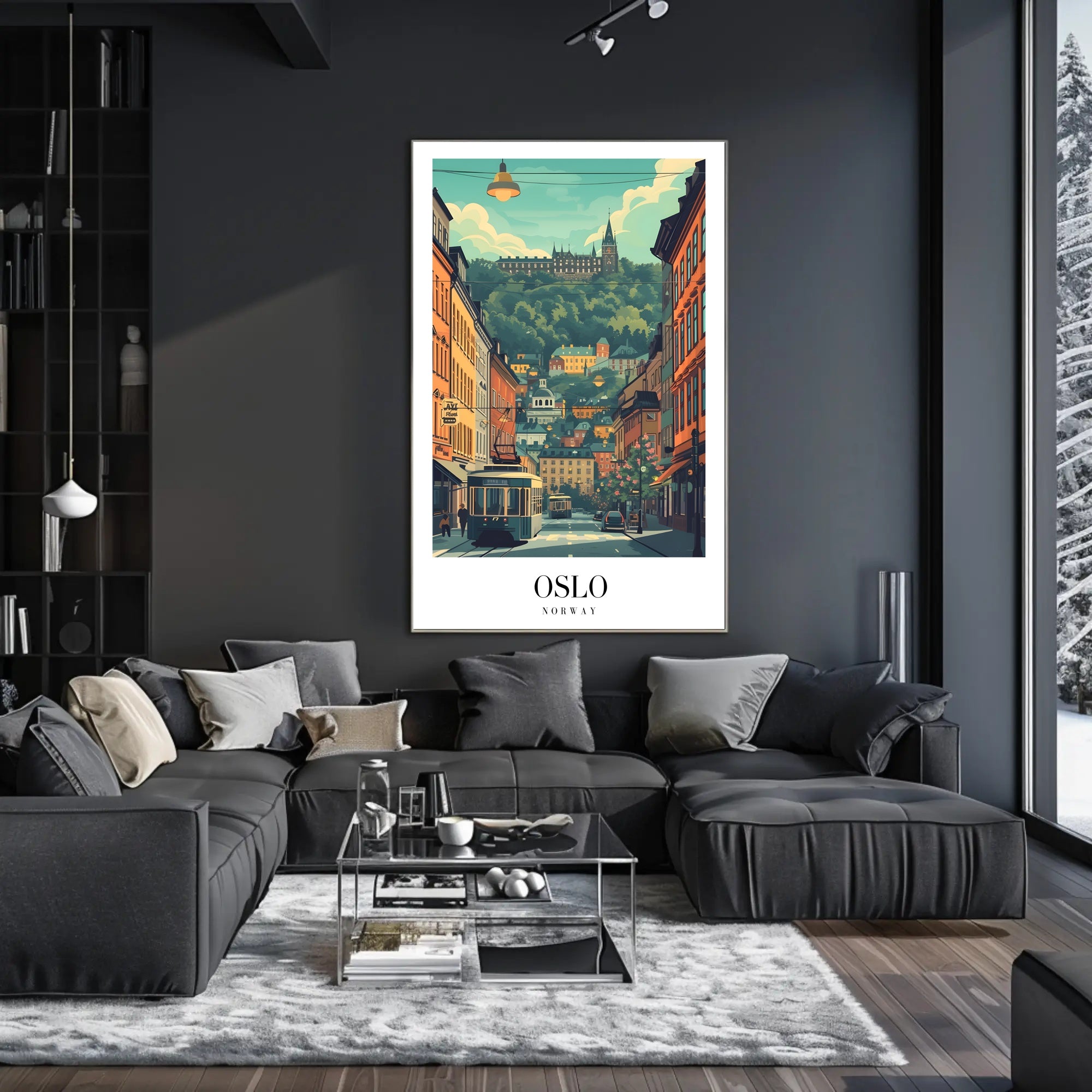 Picturesque Oslo Urban Scene Vintage Travel Poster PosterGoat