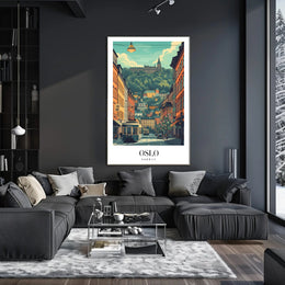 Picturesque Oslo Urban Scene Vintage Travel Poster PosterGoat