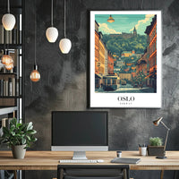 Picturesque Oslo Urban Scene Vintage Travel Poster PosterGoat
