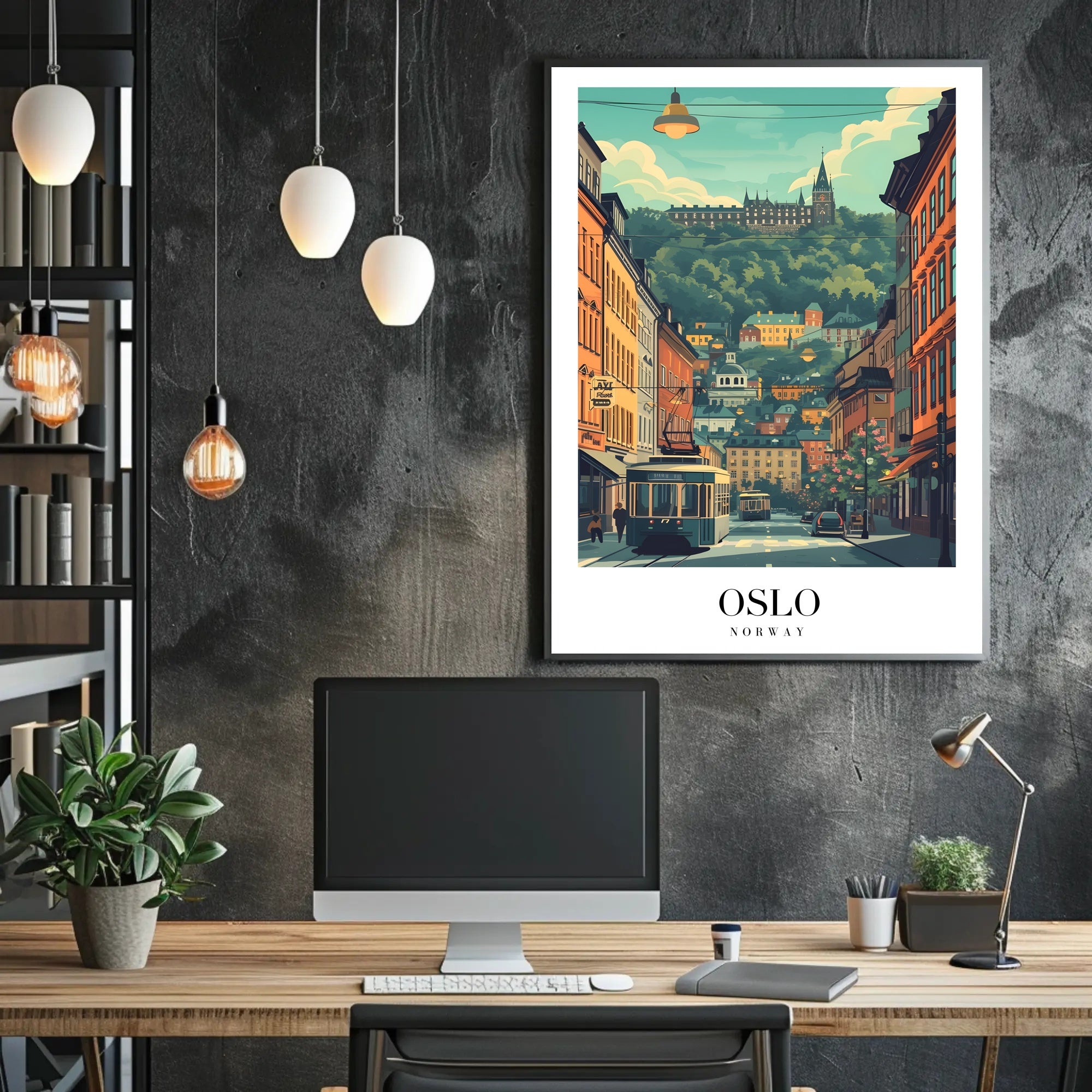 Picturesque Oslo Urban Scene Vintage Travel Poster PosterGoat