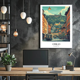 Picturesque Oslo Urban Scene Vintage Travel Poster PosterGoat