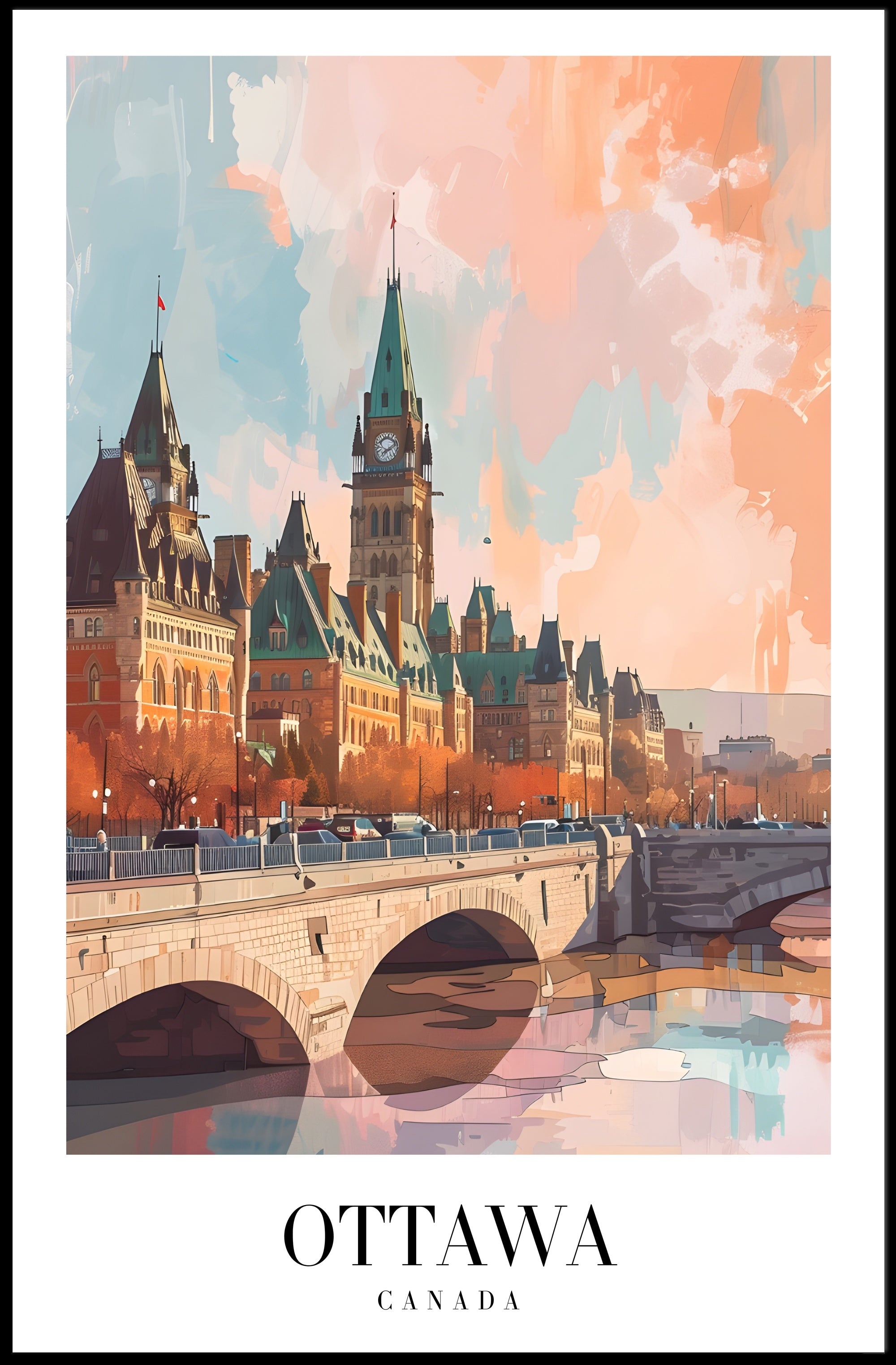 Picturesque Ottawa Scene with Iconic Architecture Urban or Cityscape Poster PosterGoat