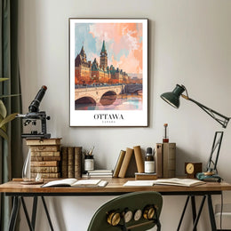 Picturesque Ottawa Scene with Iconic Architecture Urban or Cityscape Poster PosterGoat