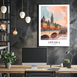 Picturesque Ottawa Scene with Iconic Architecture Urban or Cityscape Poster PosterGoat