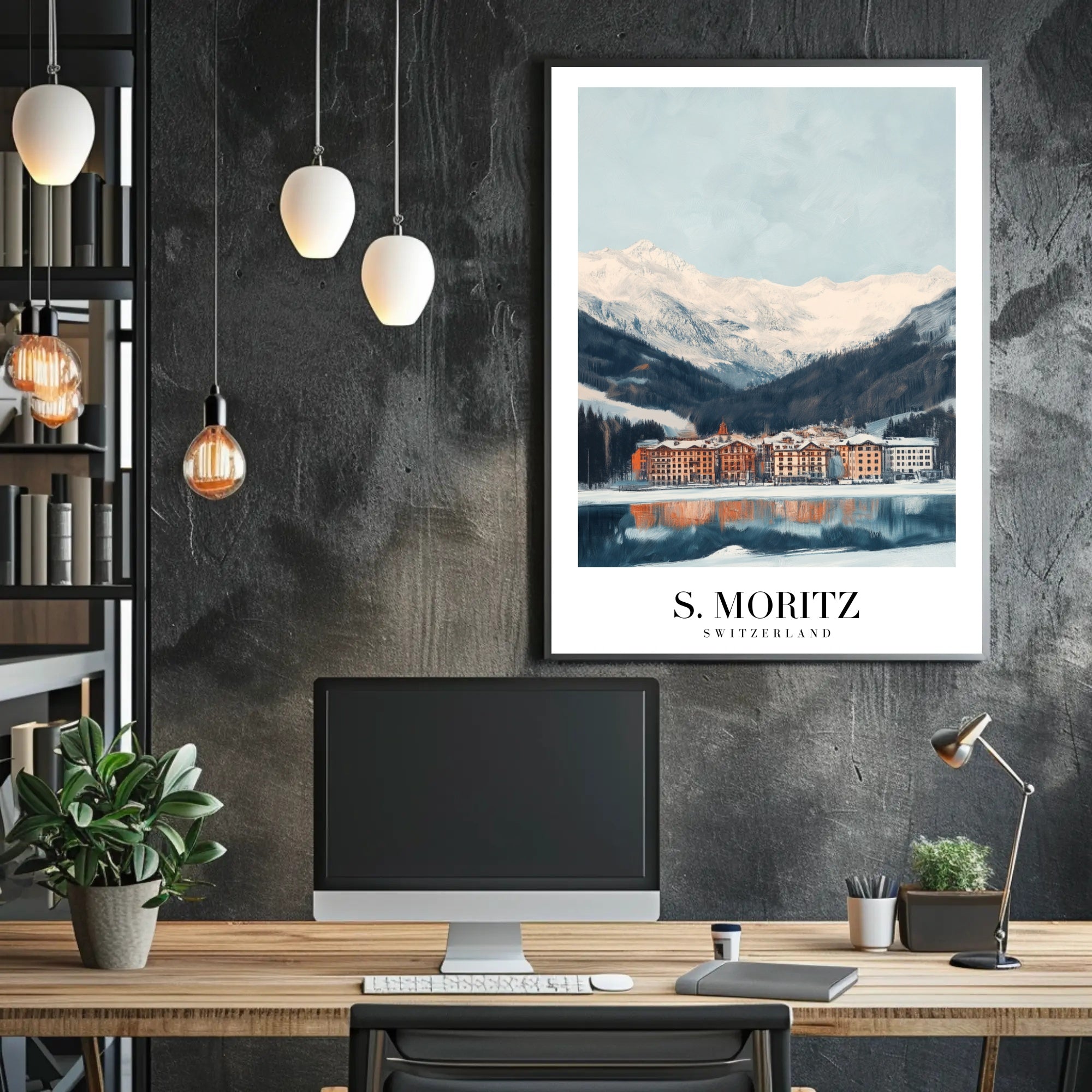 Picturesque Swiss Winter Scene: Travel Poster PosterGoat
