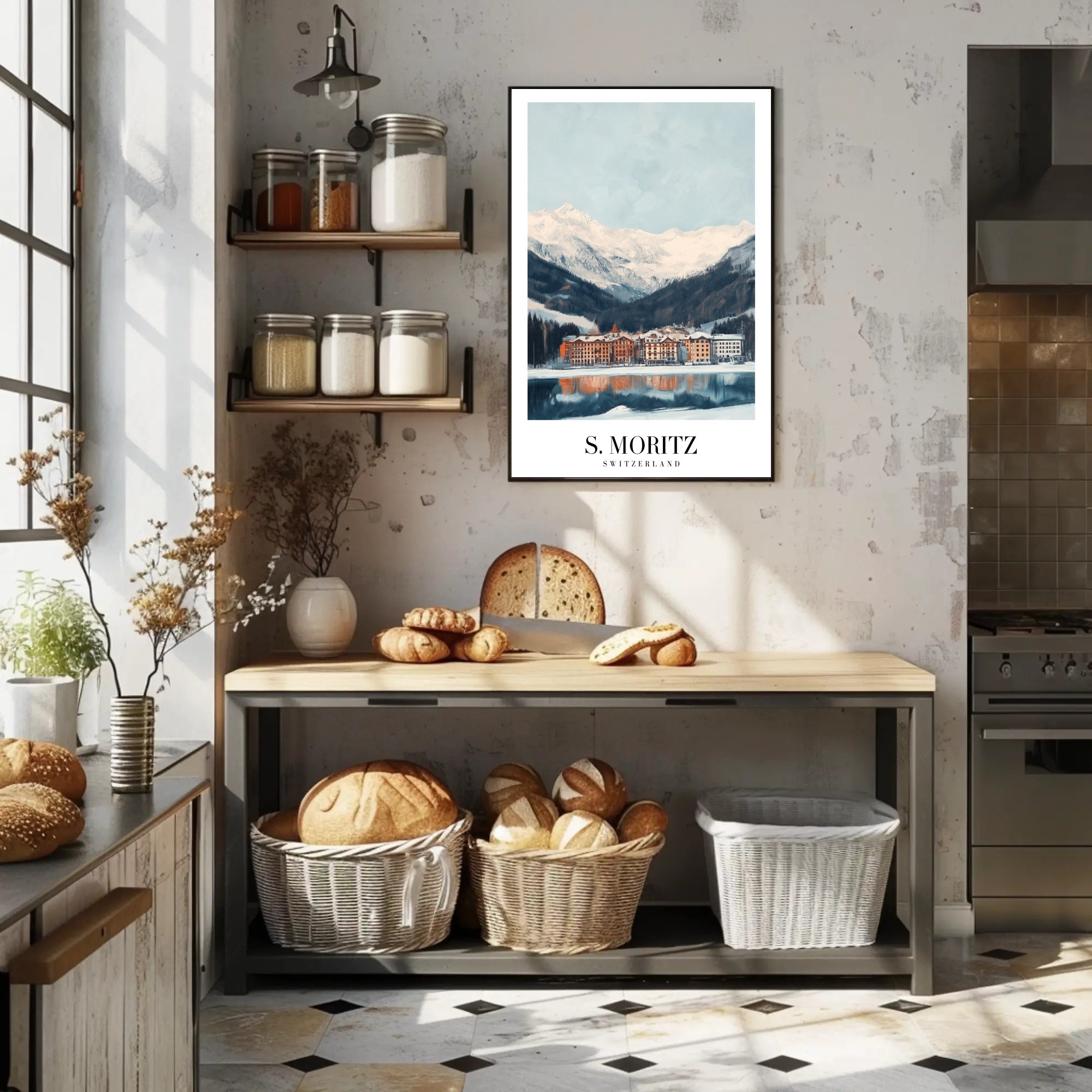 Picturesque Swiss Winter Scene: Travel Poster PosterGoat