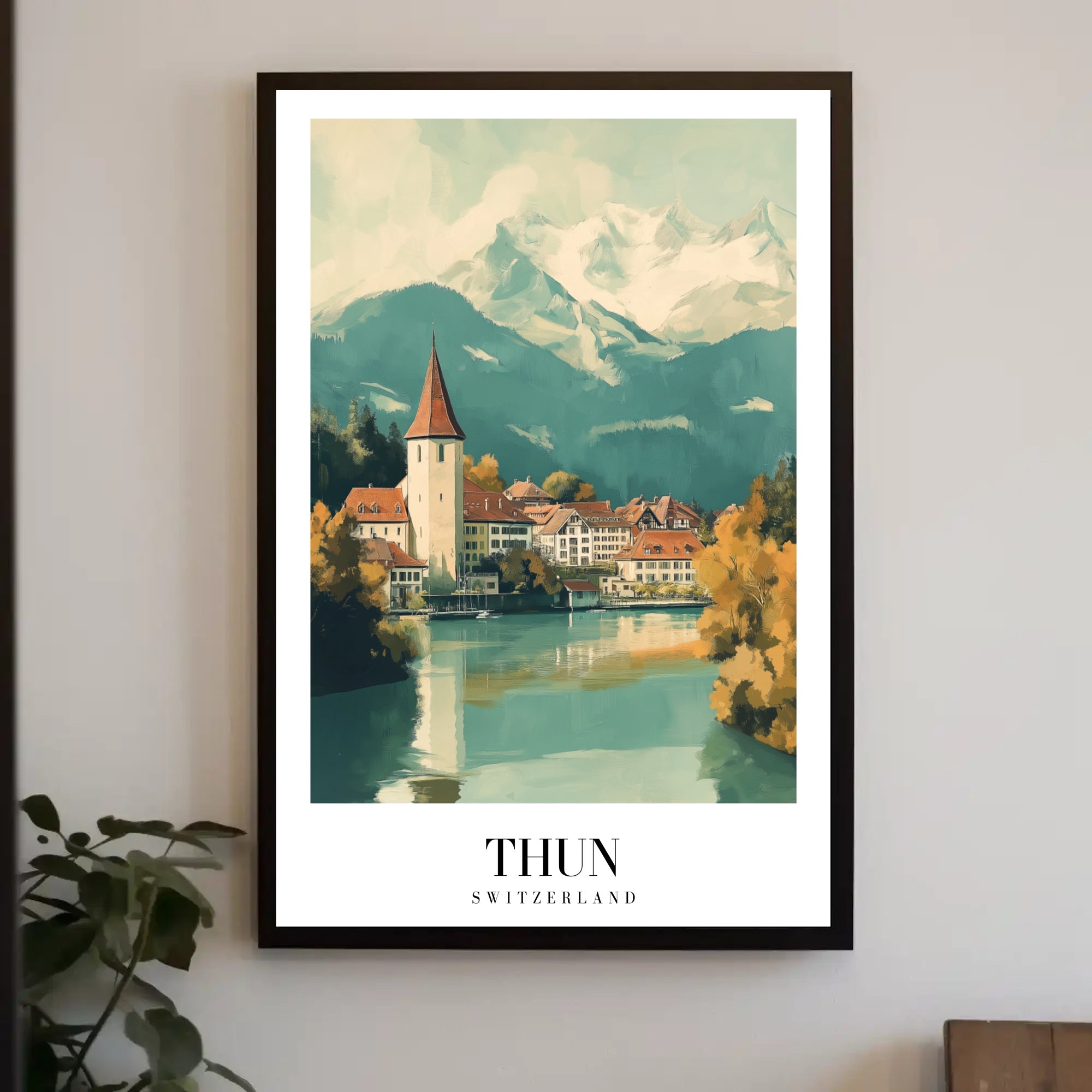 Picturesque Thun Switzerland Vintage Travel Poster PosterGoat