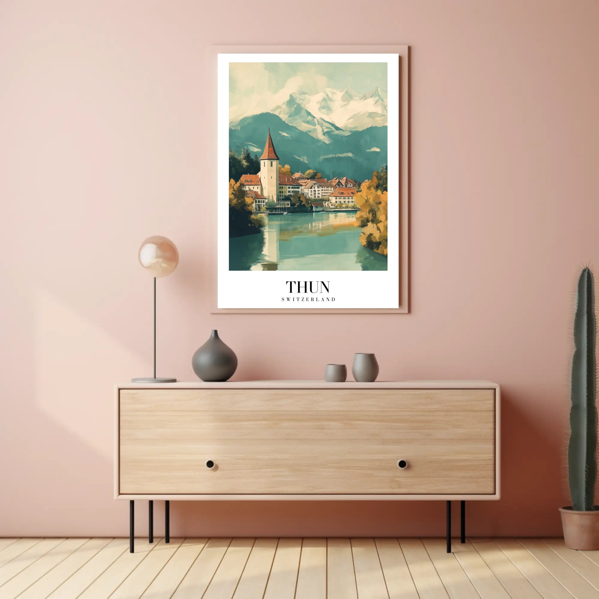 Picturesque Thun Switzerland Vintage Travel Poster PosterGoat