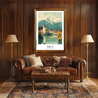 Picturesque Thun Switzerland Vintage Travel Poster PosterGoat