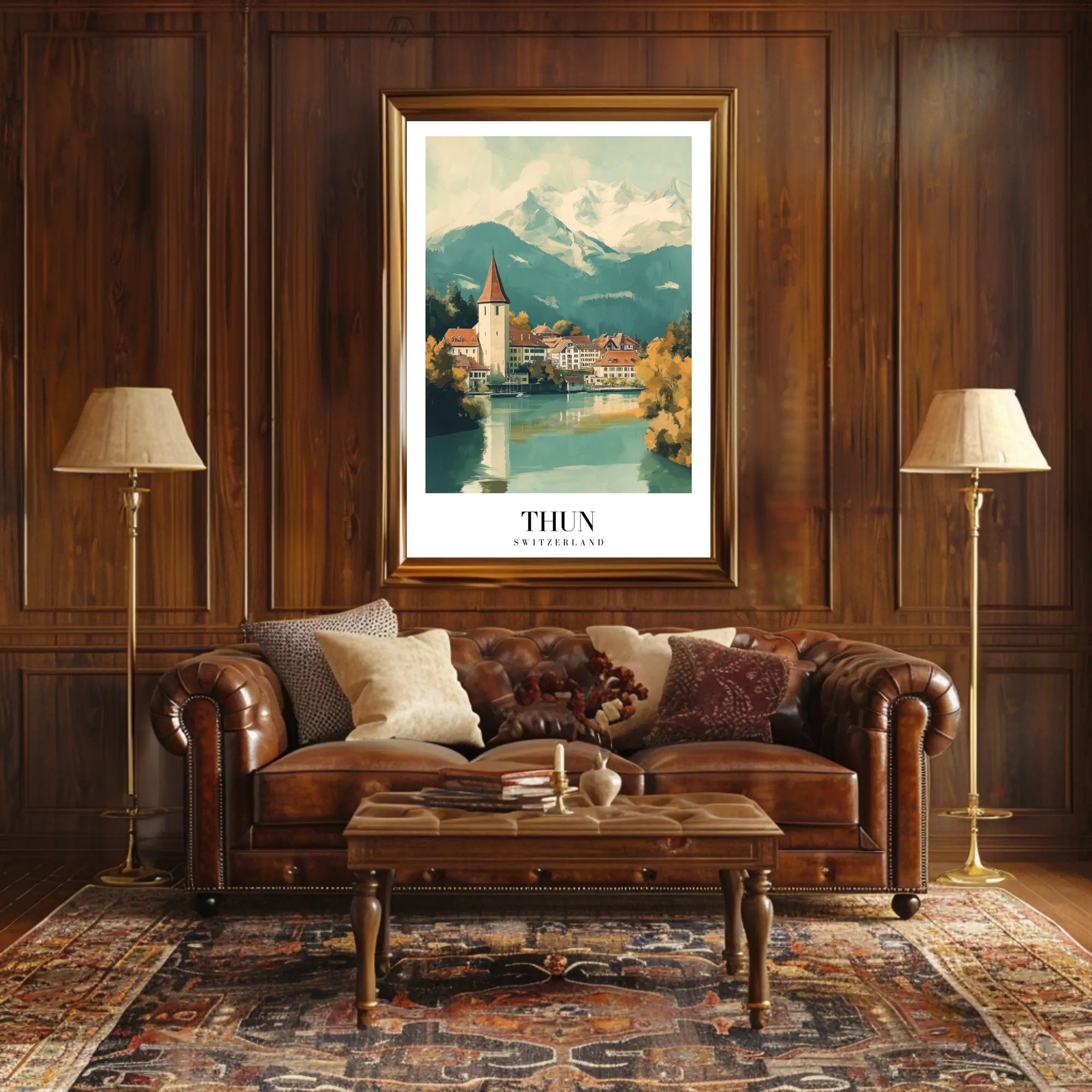 Picturesque Thun Switzerland Vintage Travel Poster PosterGoat