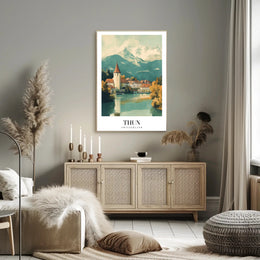 Picturesque Thun Switzerland Vintage Travel Poster PosterGoat