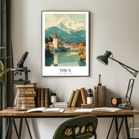 Picturesque Thun Switzerland Vintage Travel Poster PosterGoat