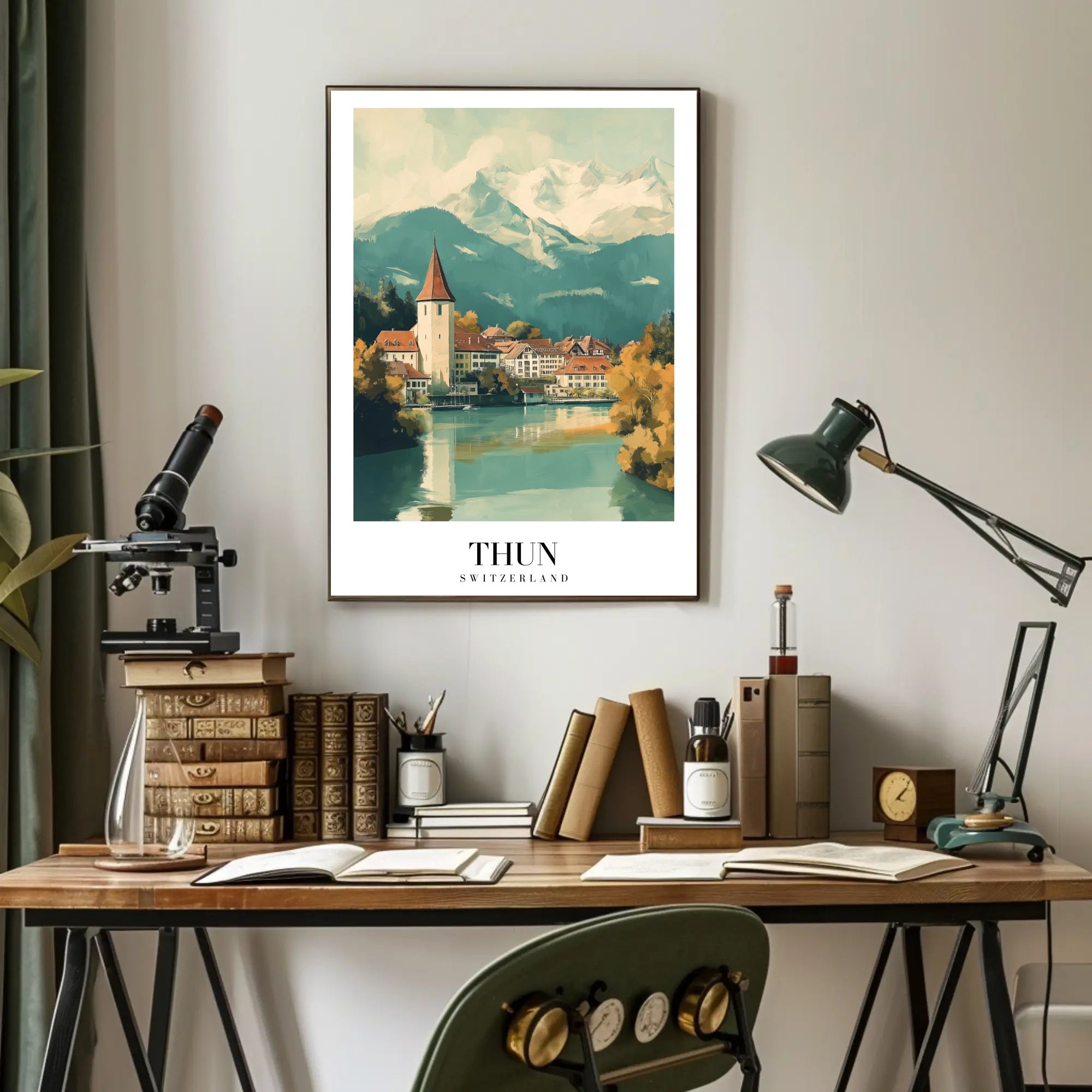 Picturesque Thun Switzerland Vintage Travel Poster PosterGoat