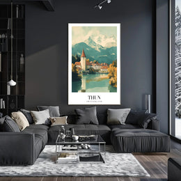 Picturesque Thun Switzerland Vintage Travel Poster PosterGoat
