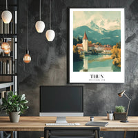 Picturesque Thun Switzerland Vintage Travel Poster PosterGoat