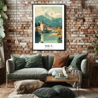 Picturesque Thun Switzerland Vintage Travel Poster PosterGoat