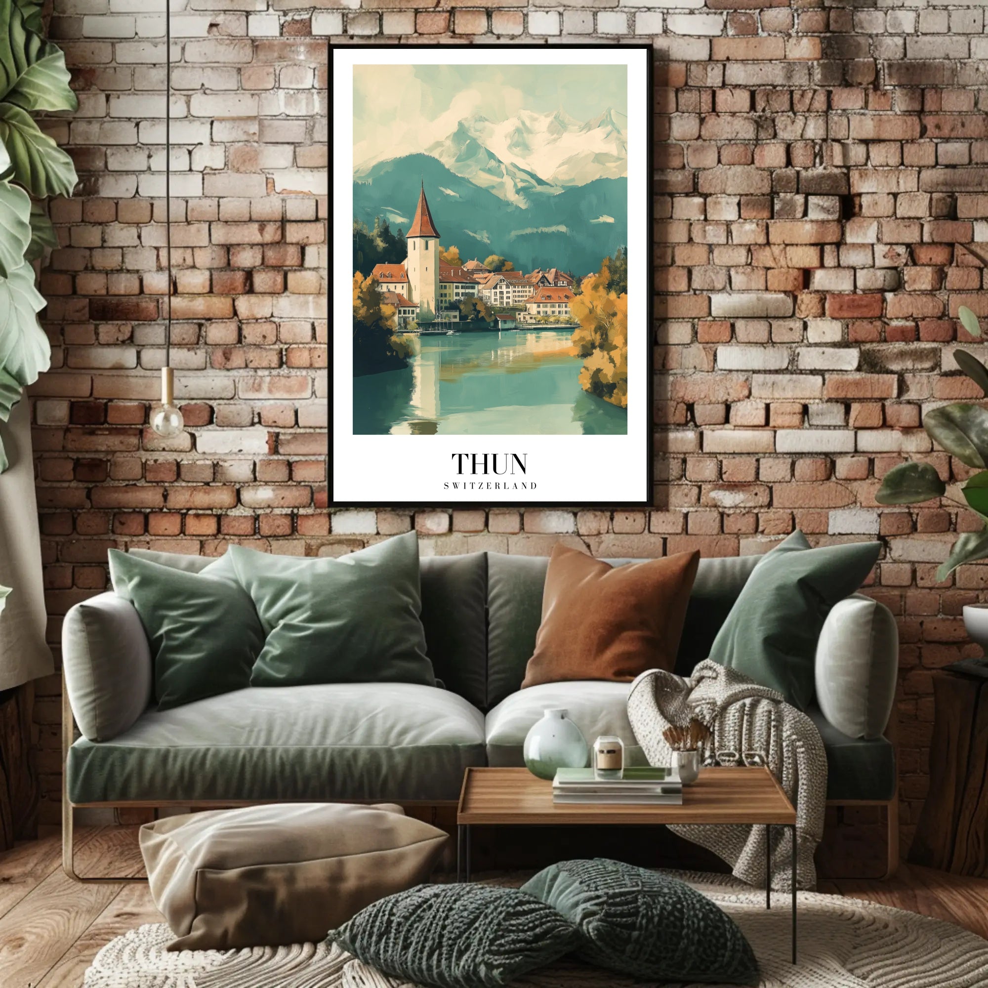 Picturesque Thun Switzerland Vintage Travel Poster PosterGoat
