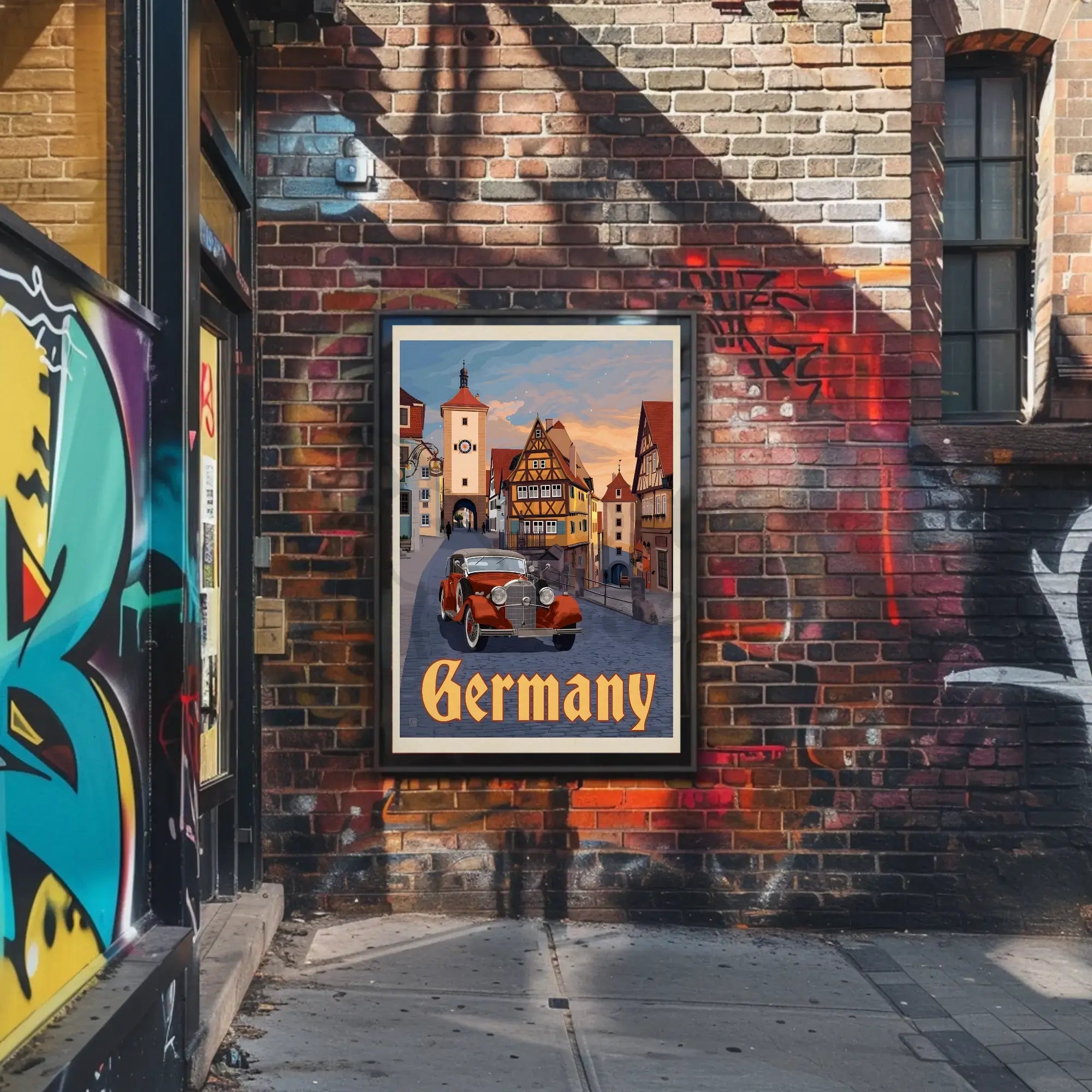 Picturesque Vintage Germany Townscape Travel Poster PosterGoat