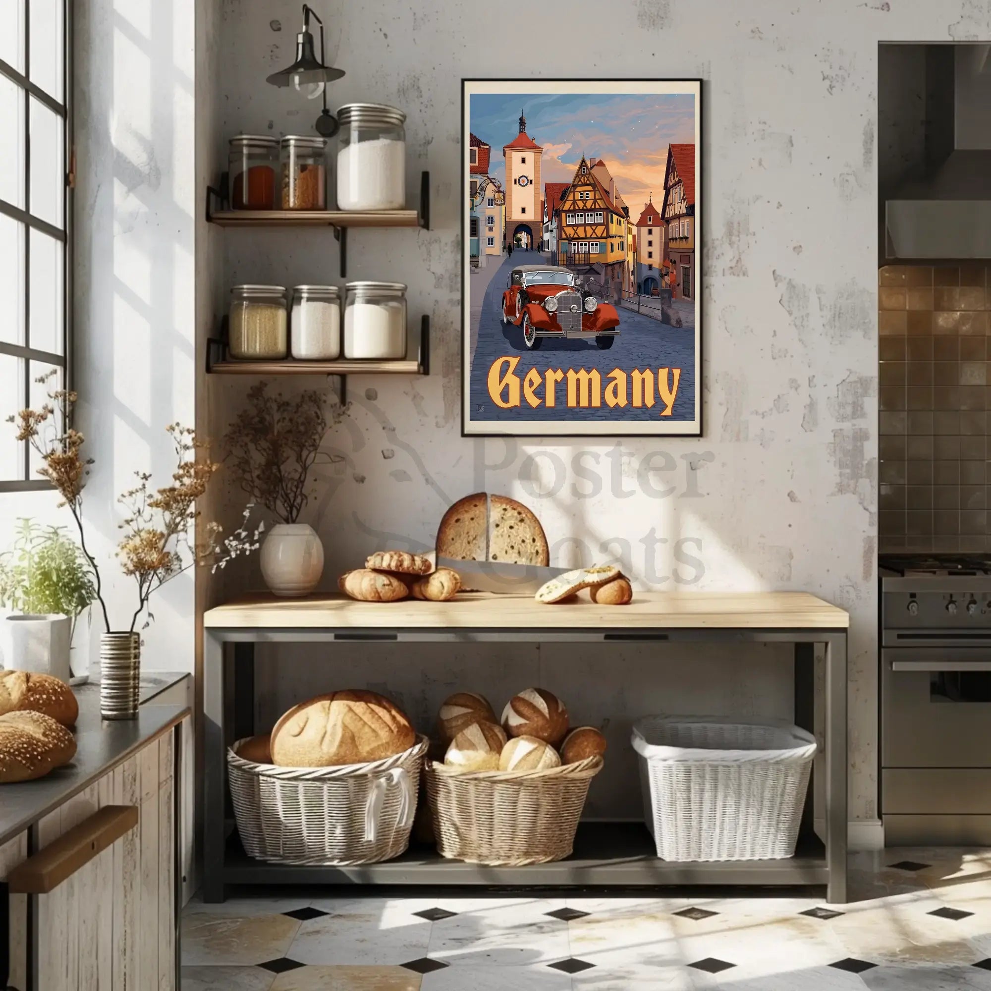 Picturesque Vintage Germany Townscape Travel Poster PosterGoat