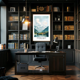 Picturesque Vintage Interlaken Landscape Art Travel Poster PosterGoat