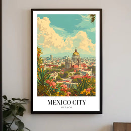Picturesque Vintage Urban Scene in Mexico City Travel Poster PosterGoat