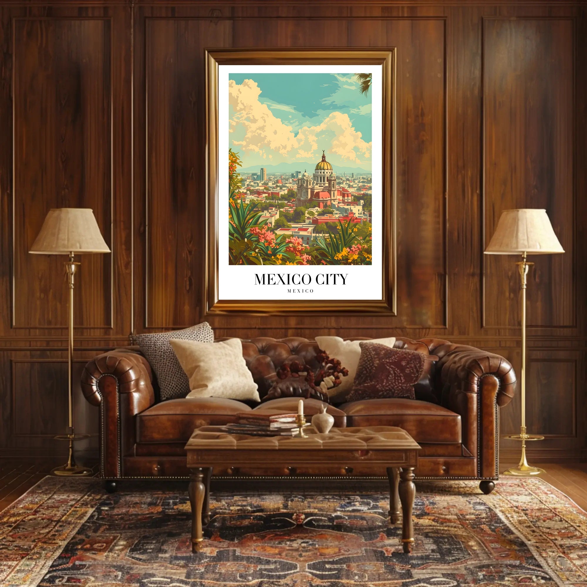 Picturesque Vintage Urban Scene in Mexico City Travel Poster PosterGoat
