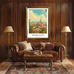 Picturesque Vintage Urban Scene in Mexico City Travel Poster PosterGoat