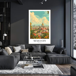 Picturesque Vintage Urban Scene in Mexico City Travel Poster PosterGoat