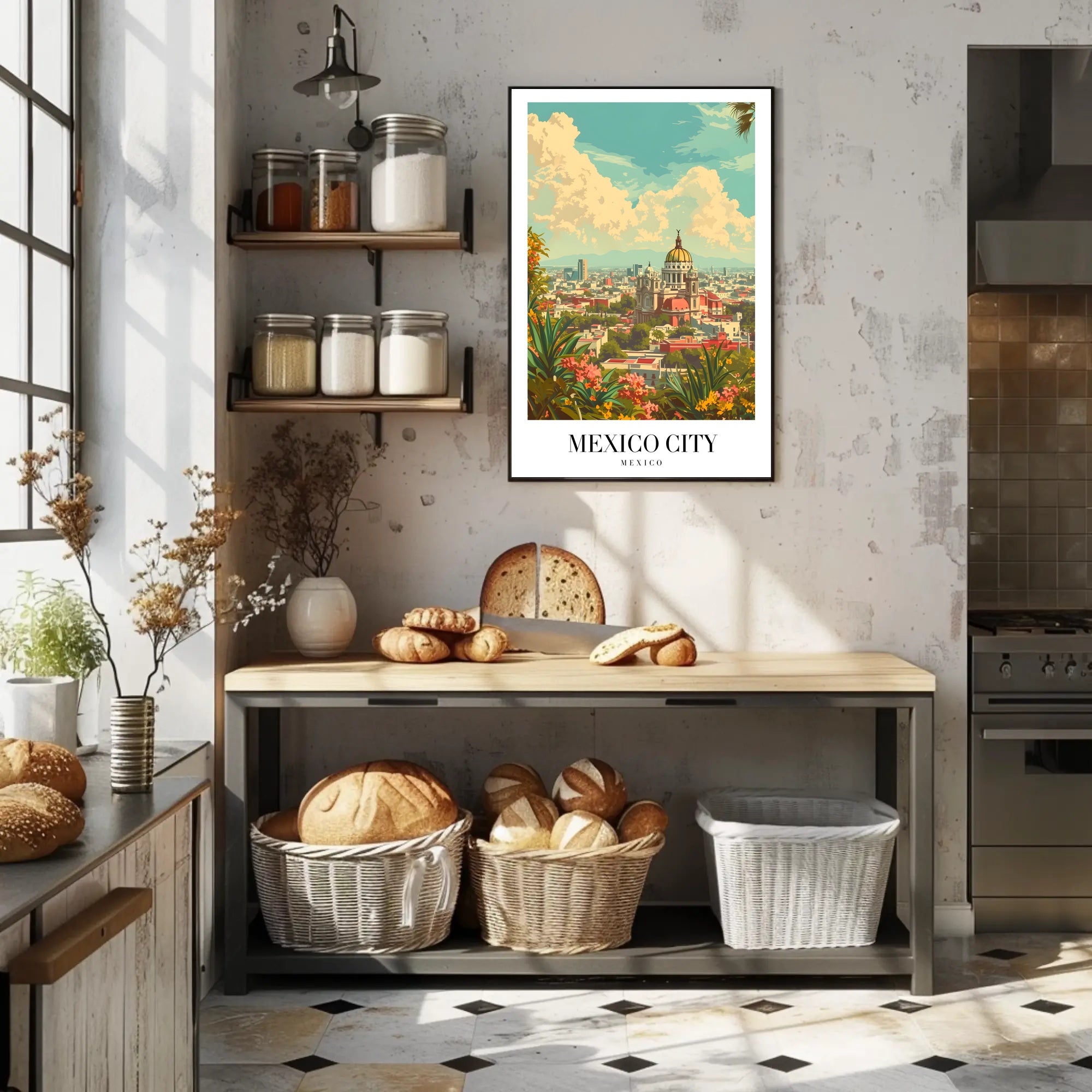 Picturesque Vintage Urban Scene in Mexico City Travel Poster PosterGoat