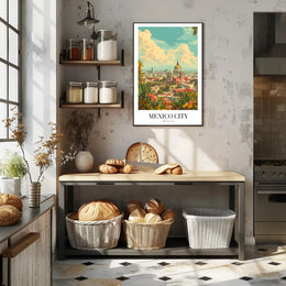 Picturesque Vintage Urban Scene in Mexico City Travel Poster PosterGoat