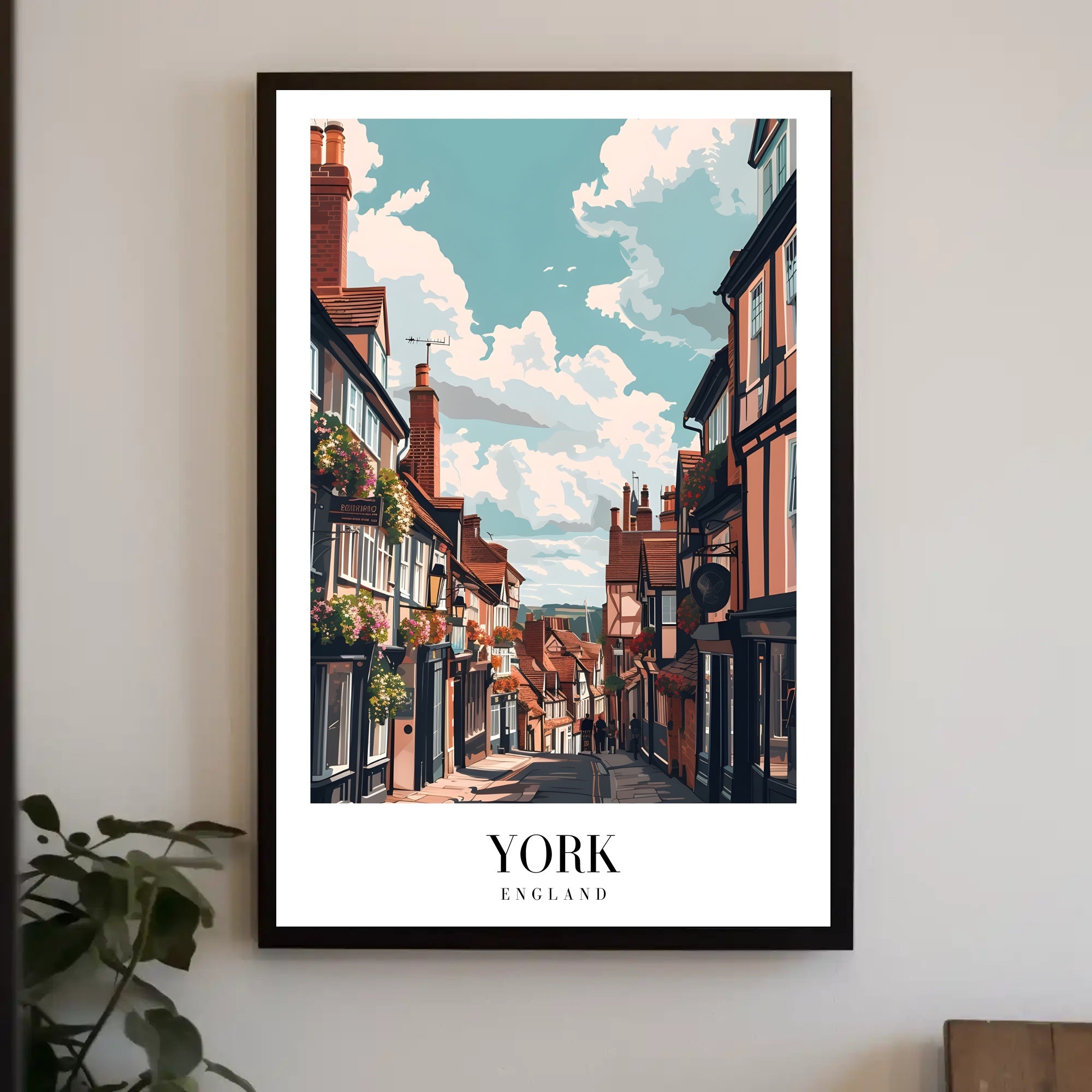 Picturesque York Street Scene Urban or Cityscape Poster PosterGoat