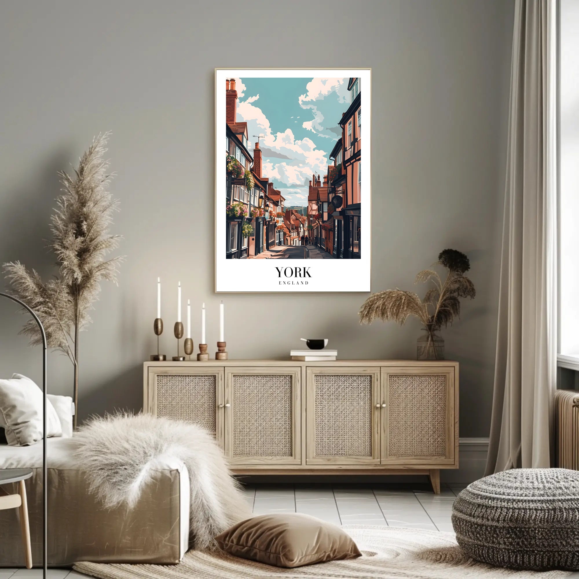 Picturesque York Street Scene Urban or Cityscape Poster PosterGoat