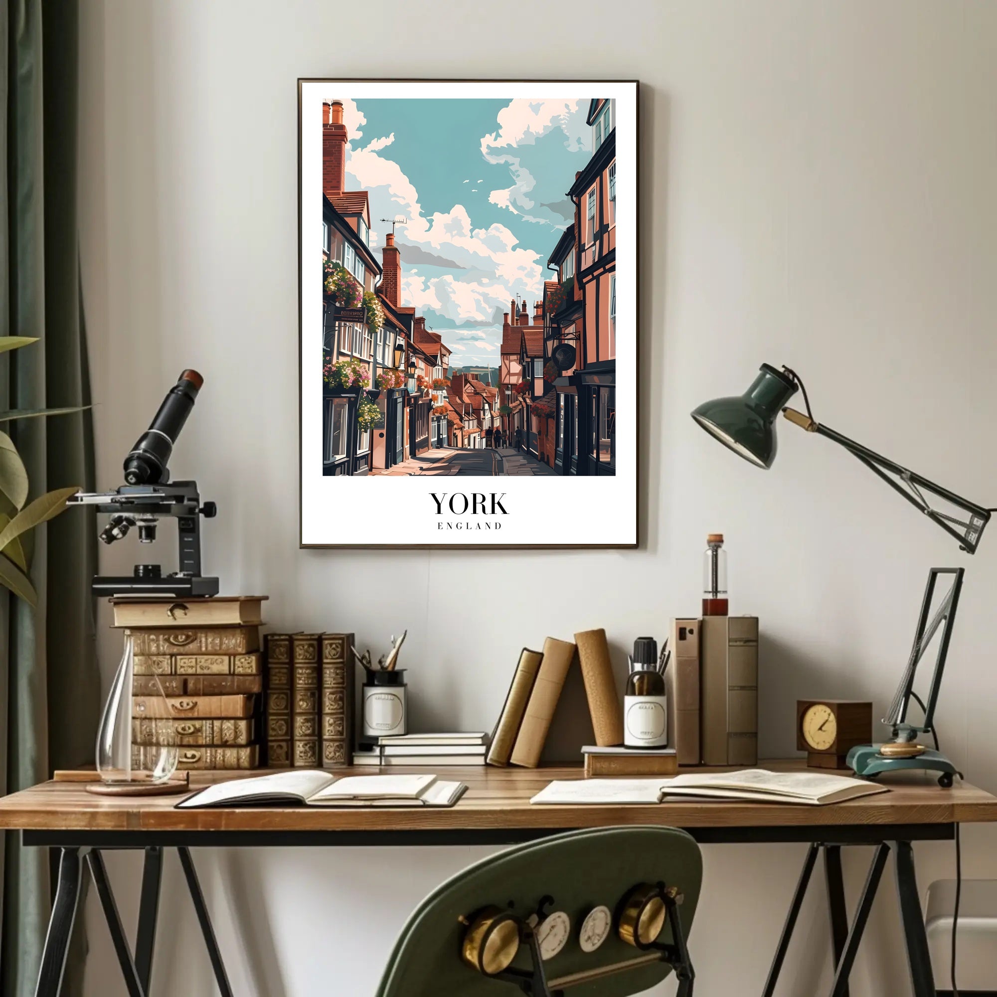 Picturesque York Street Scene Urban or Cityscape Poster PosterGoat