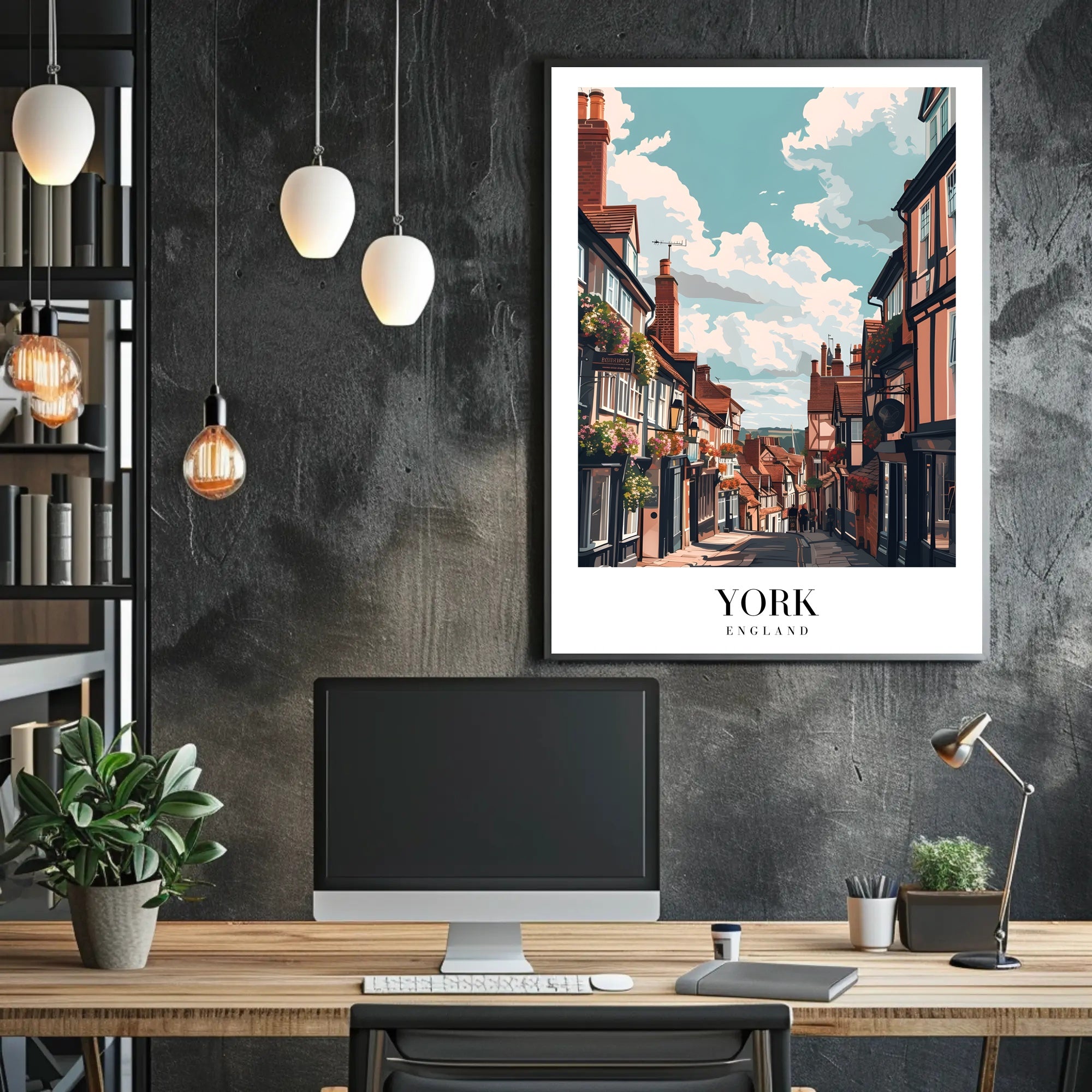 Picturesque York Street Scene Urban or Cityscape Poster PosterGoat