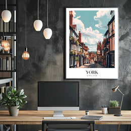 Picturesque York Street Scene Urban or Cityscape Poster PosterGoat