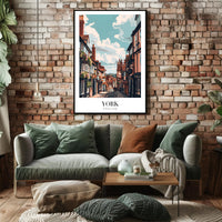 Picturesque York Street Scene Urban or Cityscape Poster PosterGoat